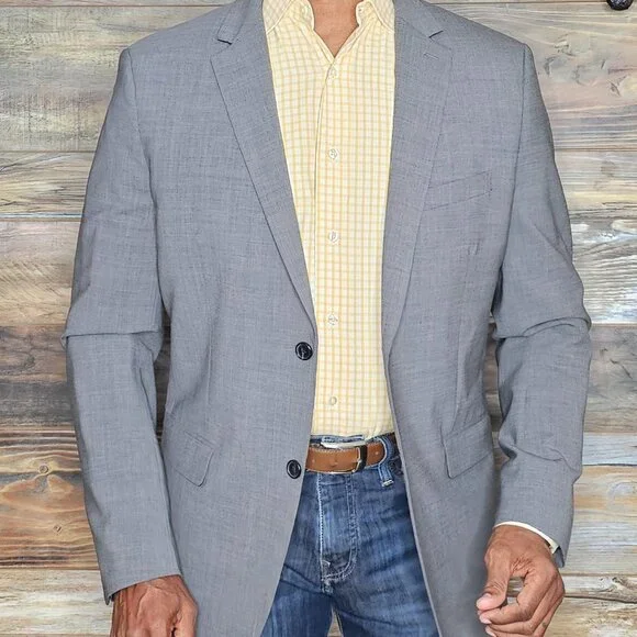 Theory Wool Blend Gray Blazer Jacket 42R *EXCELLENT*